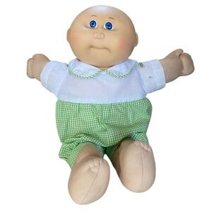 Original Vintage Cabbage Patch Doll with Green Outfit and Blue Eyes